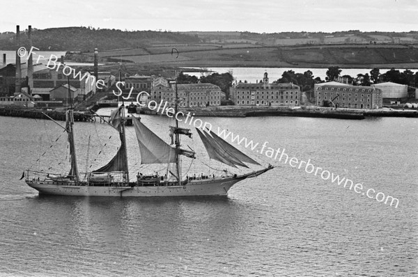 HAULBOWLINE PANORAMA  IRISHSTEEL WORKS  WITH SAILING SHIP MERCATOR  BELGIUM